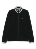 BOSS striped-cuff zip-up sweatshirt - Black