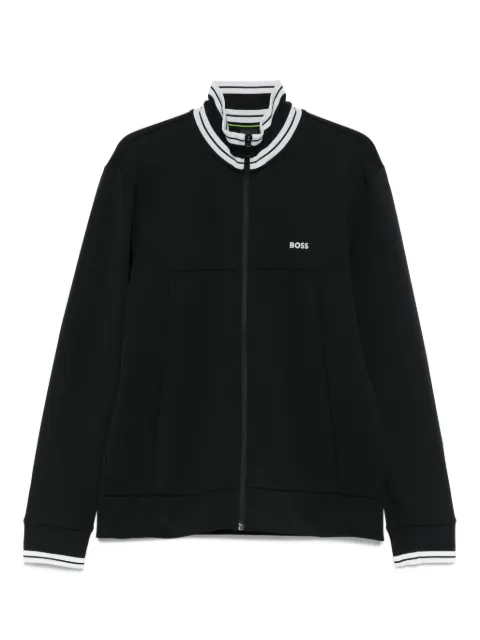 BOSS striped-cuff zip-up sweatshirt