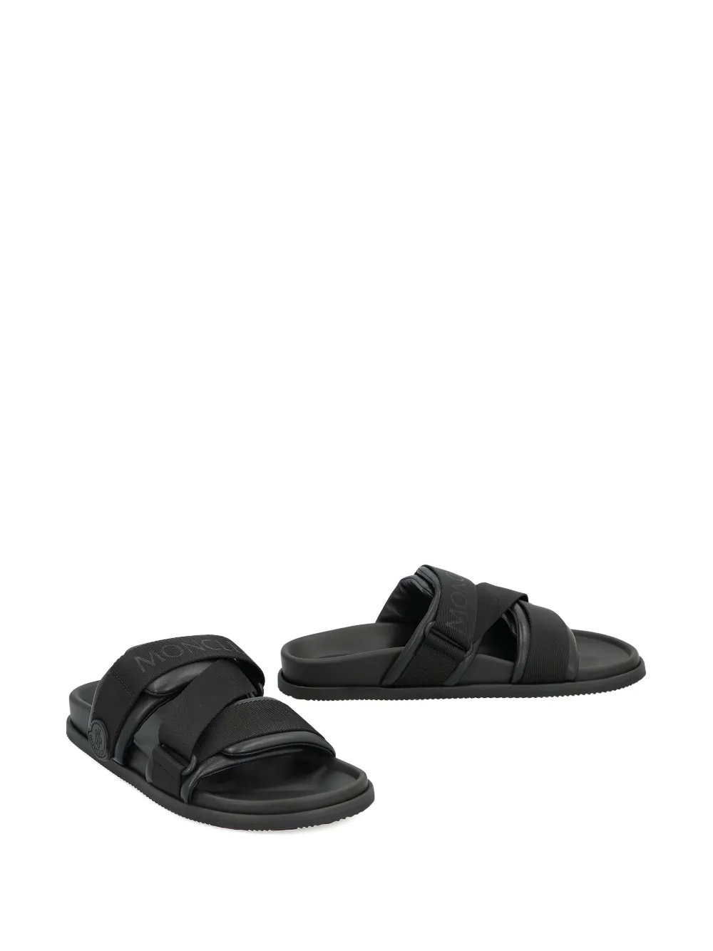 Moncler Mon Summer double-strap leather sandals Black