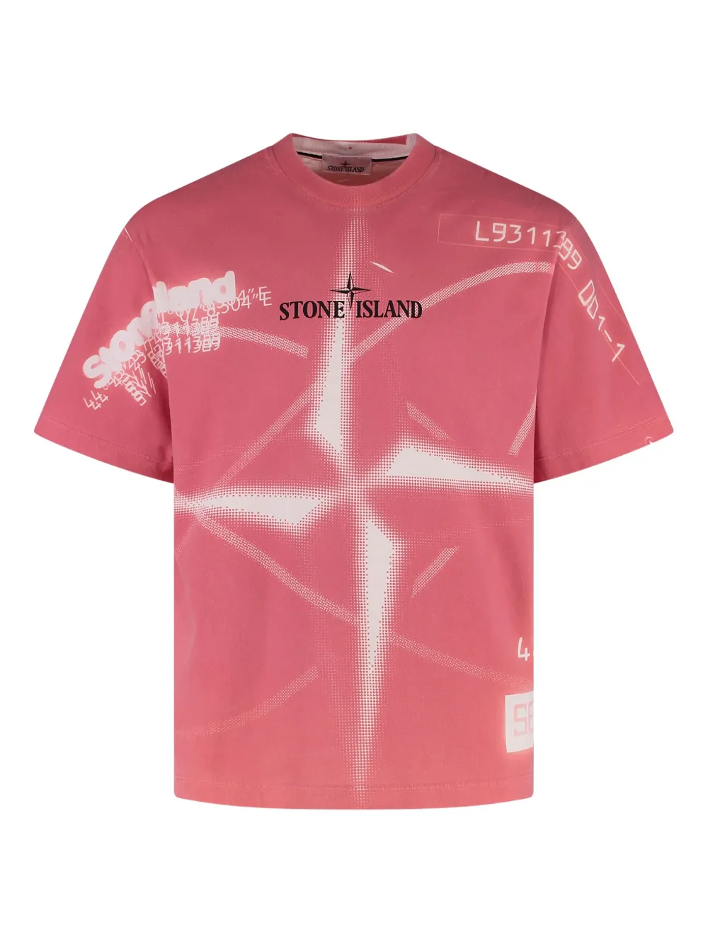 Stone Island Compass-logo cotton T-shirt Roze