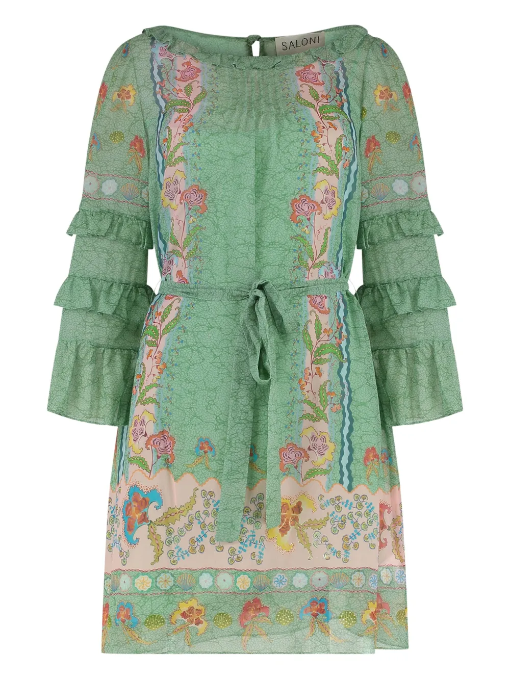 Saloni Lori floral-print mini dress | Green | Image 1