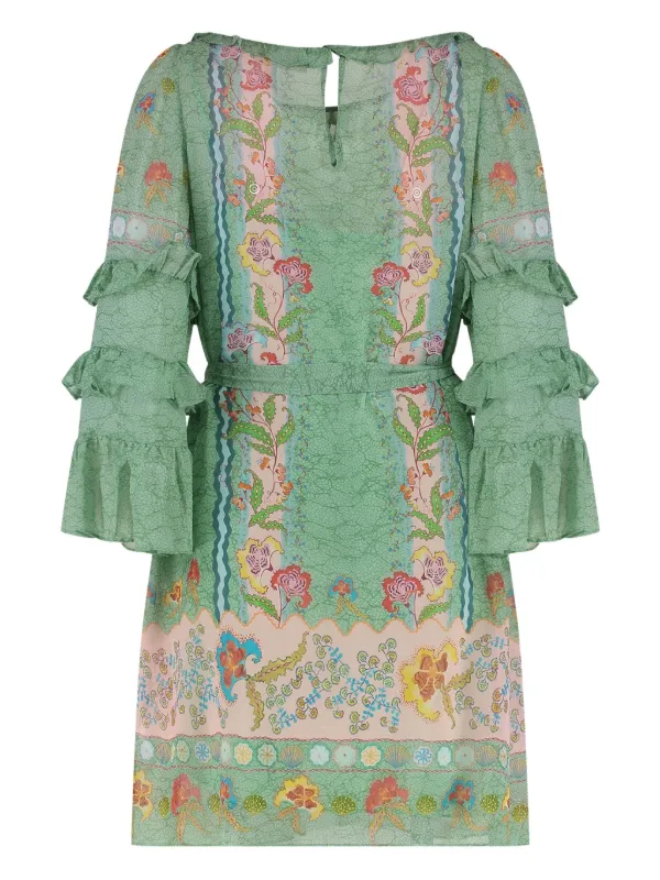 Saloni Lori Floral-print Mini Dress - Green