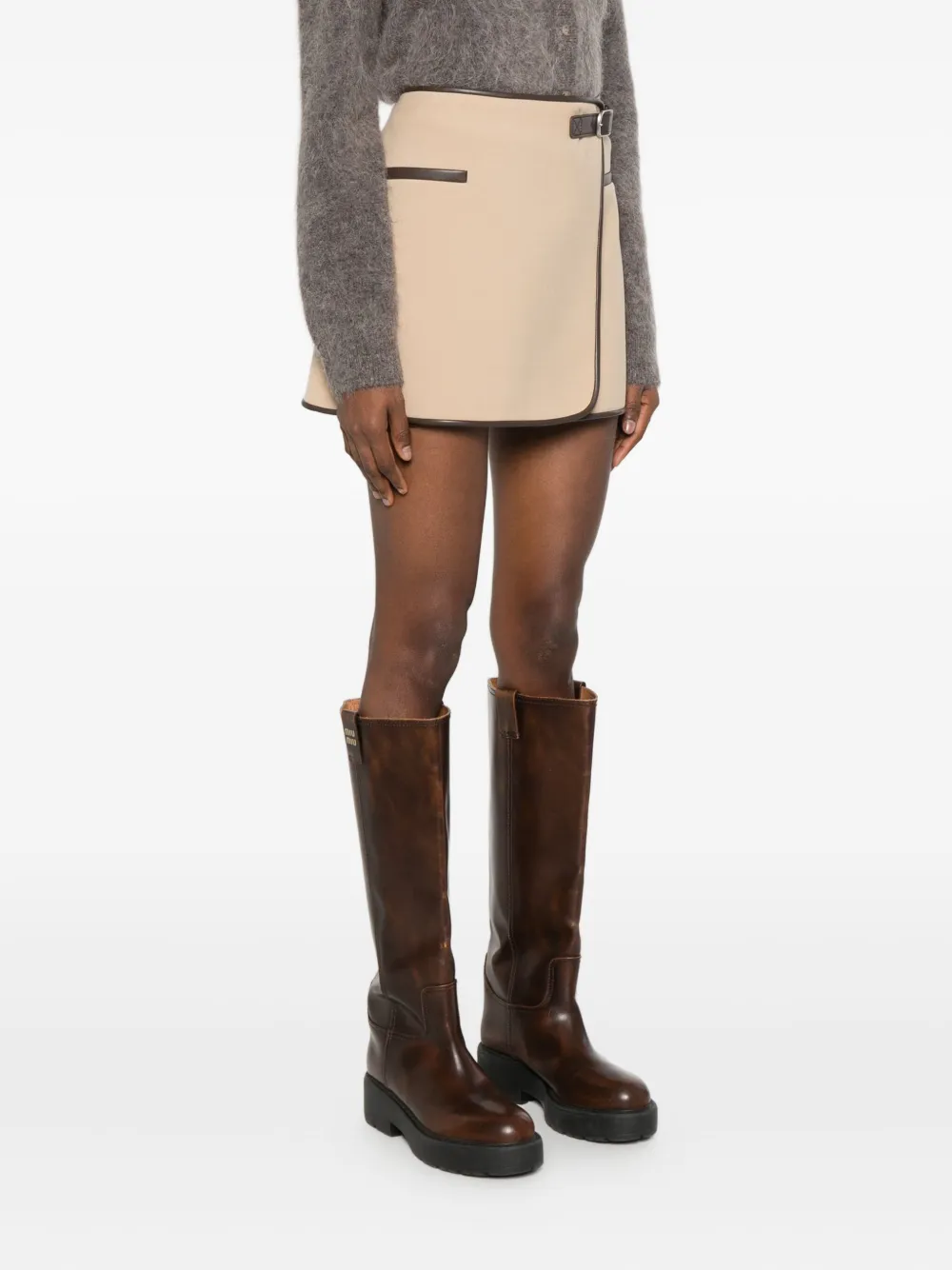 Simkhai Sheridan Buckled Mini Skirt In Neutral