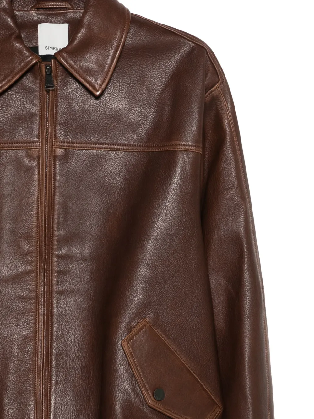 Simkhai Zip-fastening Leather Jacket In Brown