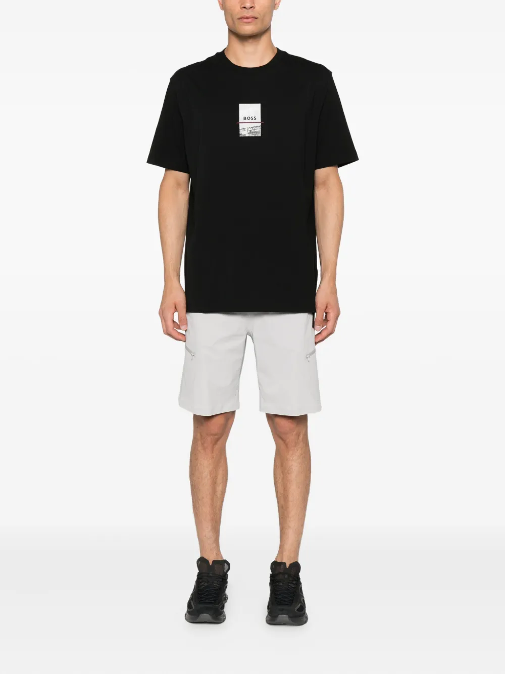 BOSS T-shirt met grafische print - Zwart
