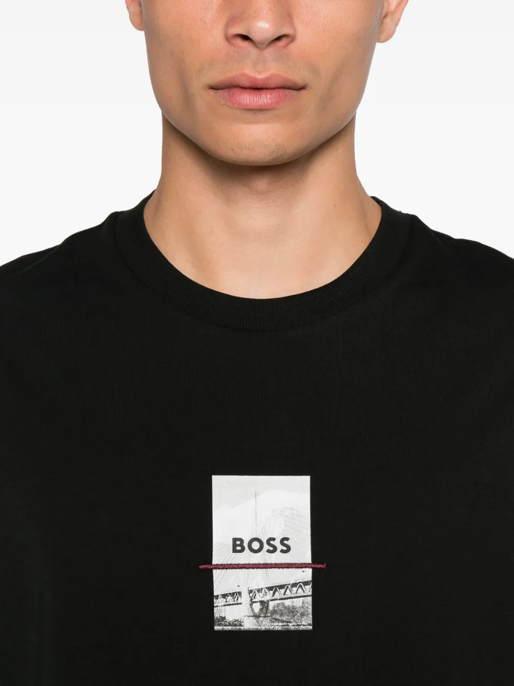 BOSS T-shirt met grafische print Zwart