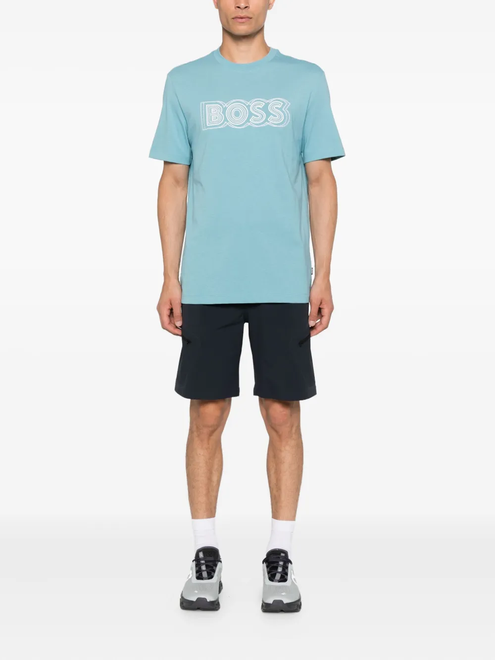 BOSS T-shirt met geborduurd logo - Blauw