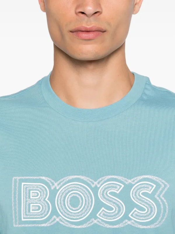 BOSS logo-embroidered T-shirt Blue FARFETCH PH