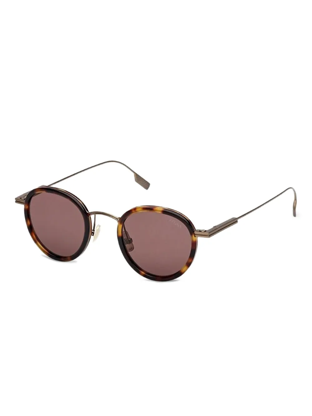 Zegna Occhiali da sole tondi Havana - Marrone