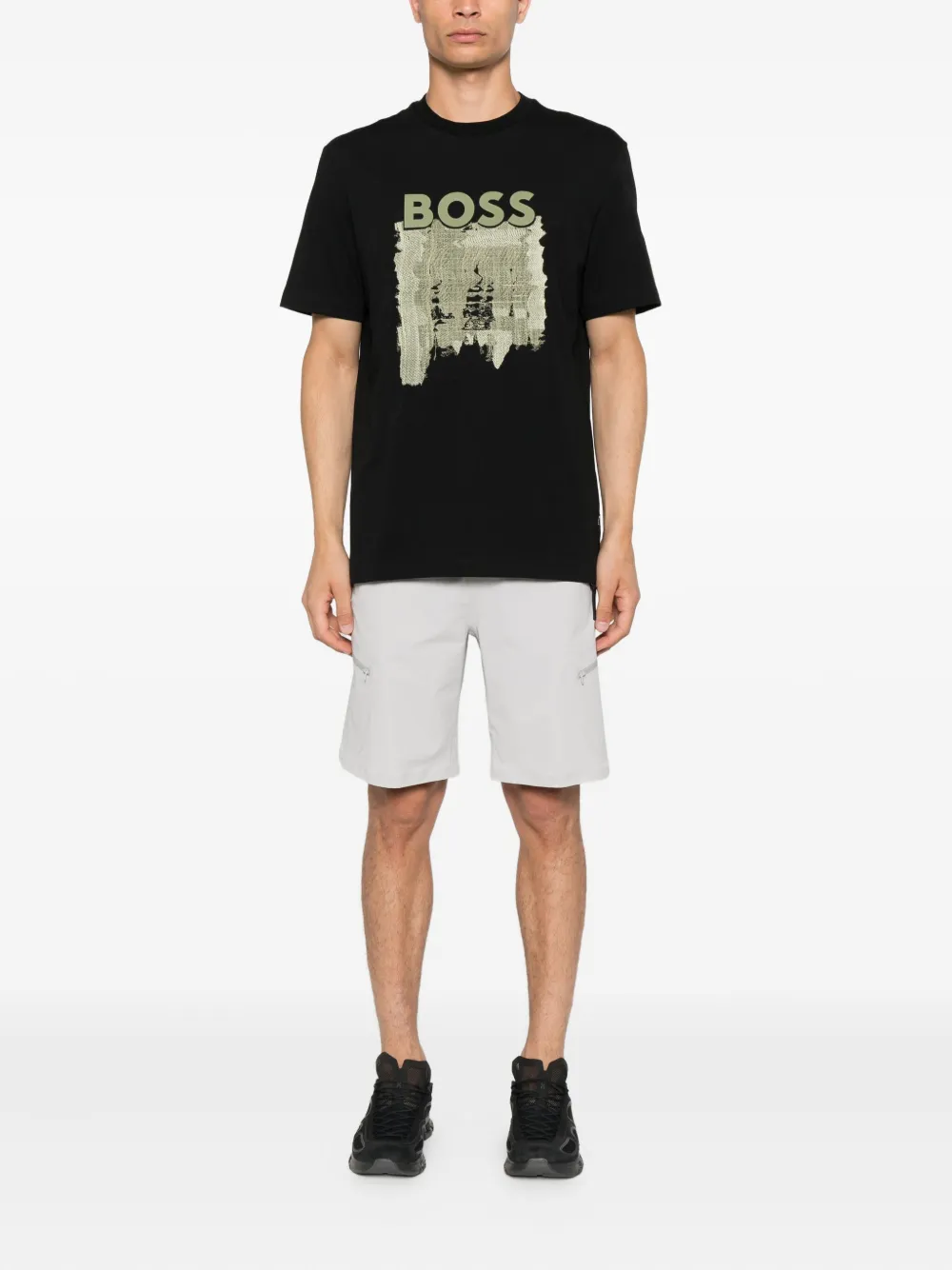 BOSS T-shirt met logoprint - Zwart