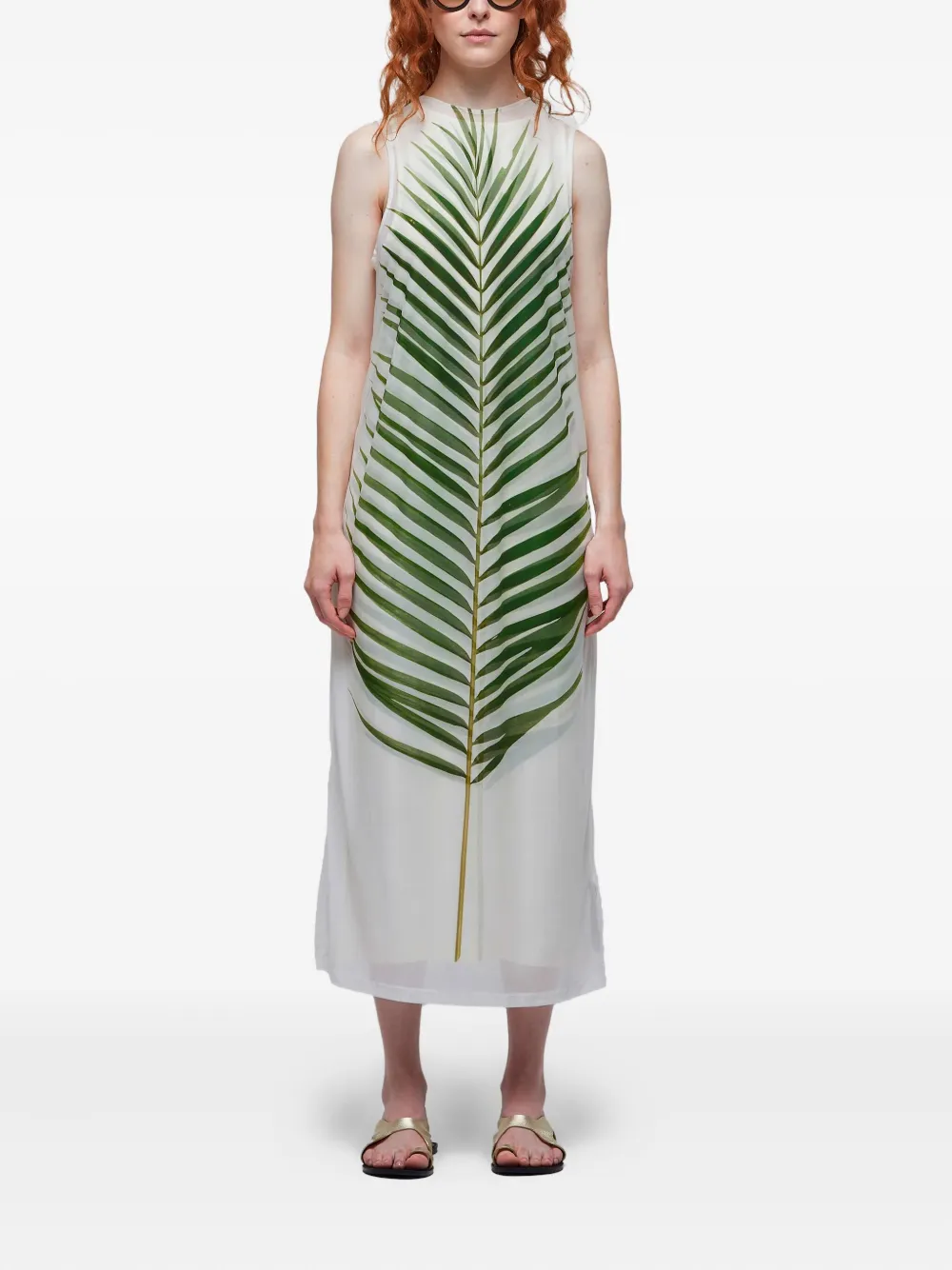 Osklen Midi-jurk met tule laag en palmboom Wit