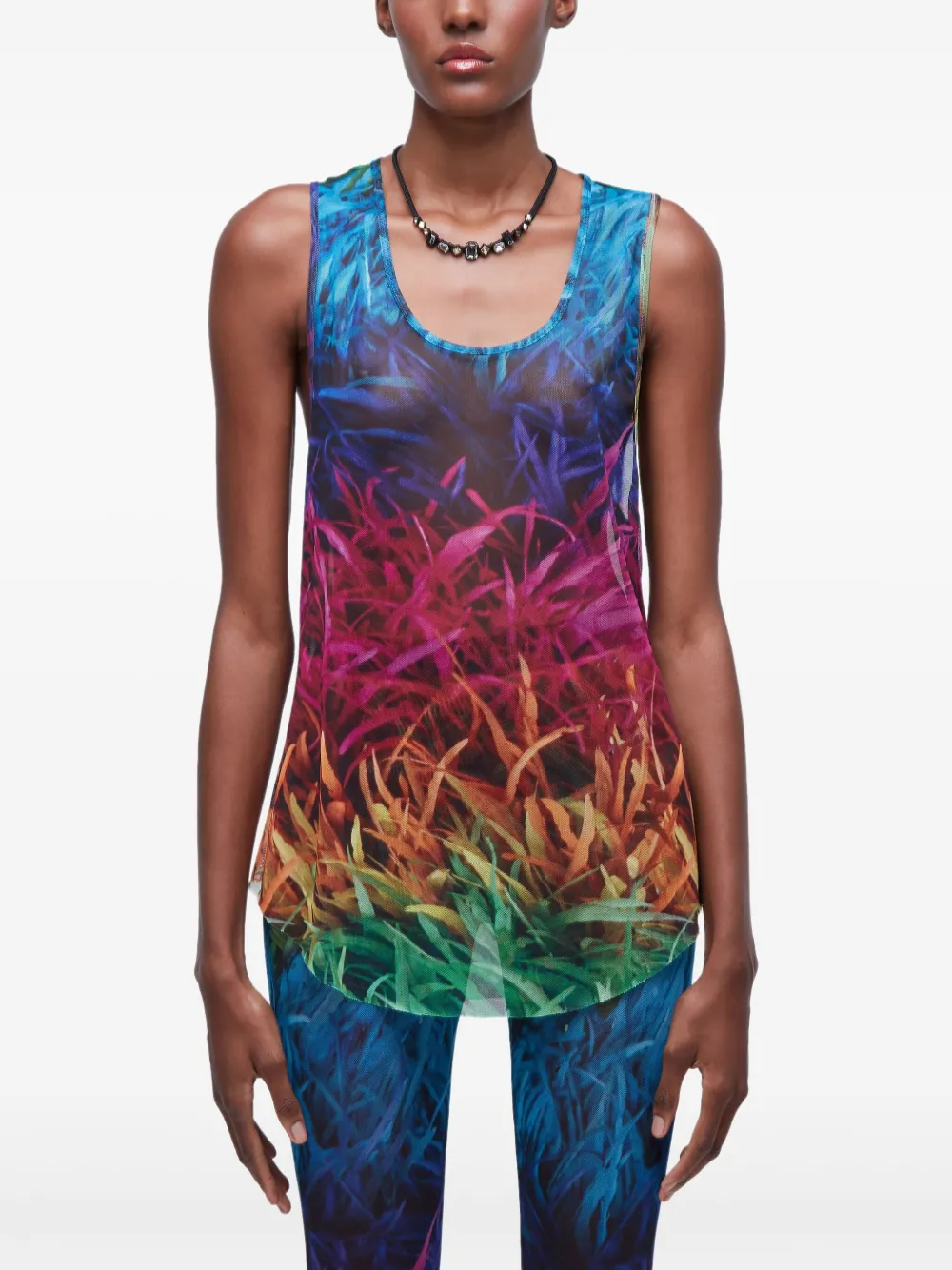 Osklen Mesh top met regenboogprint Oranje