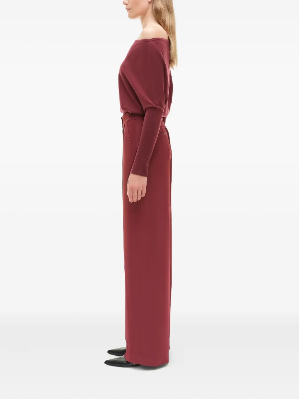 Simkhai Pressed-crease Trousers In Burgundy