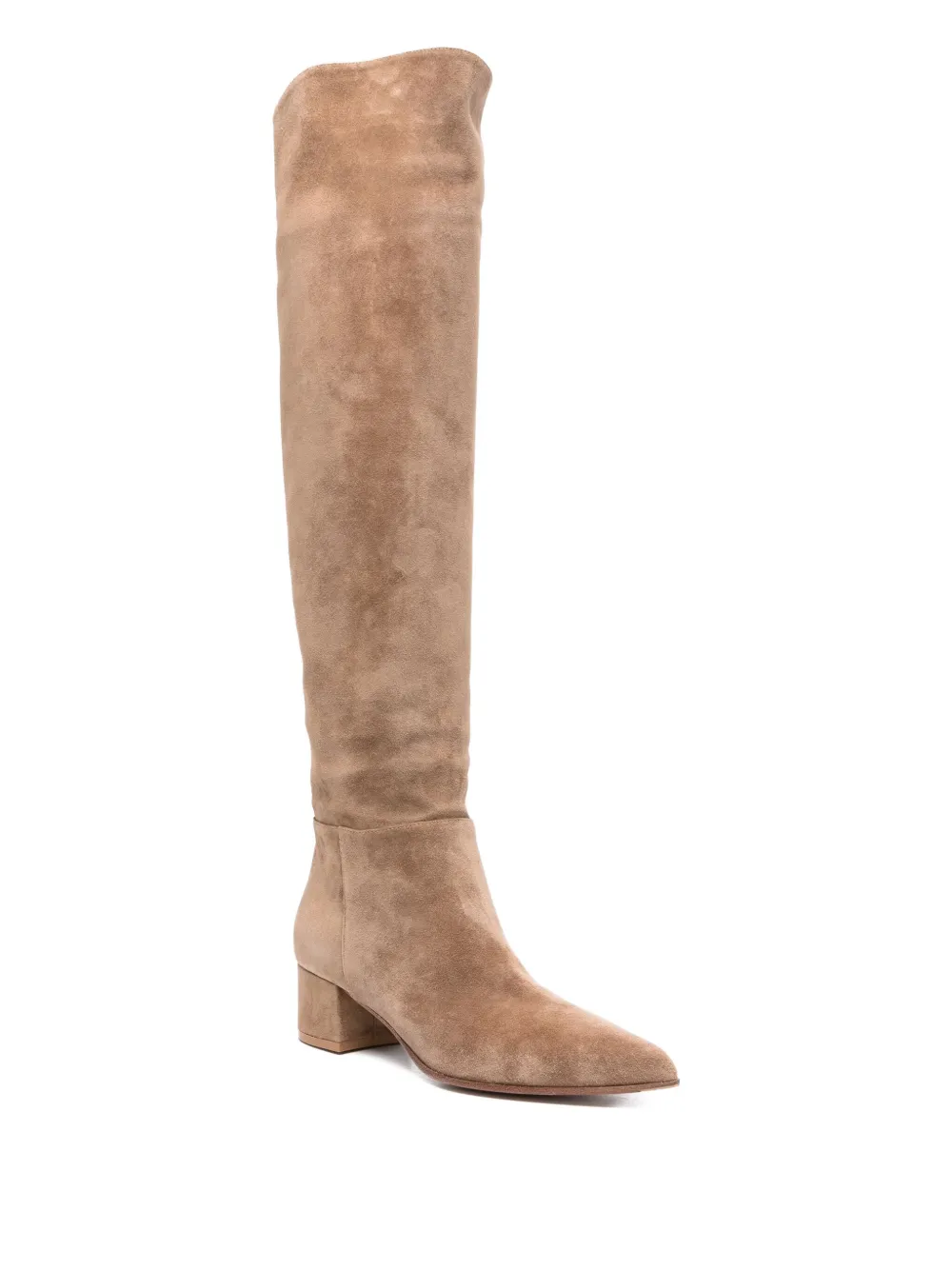 Gianvito Rossi 40mm leather pointed-toe knee-high boots Neutrals