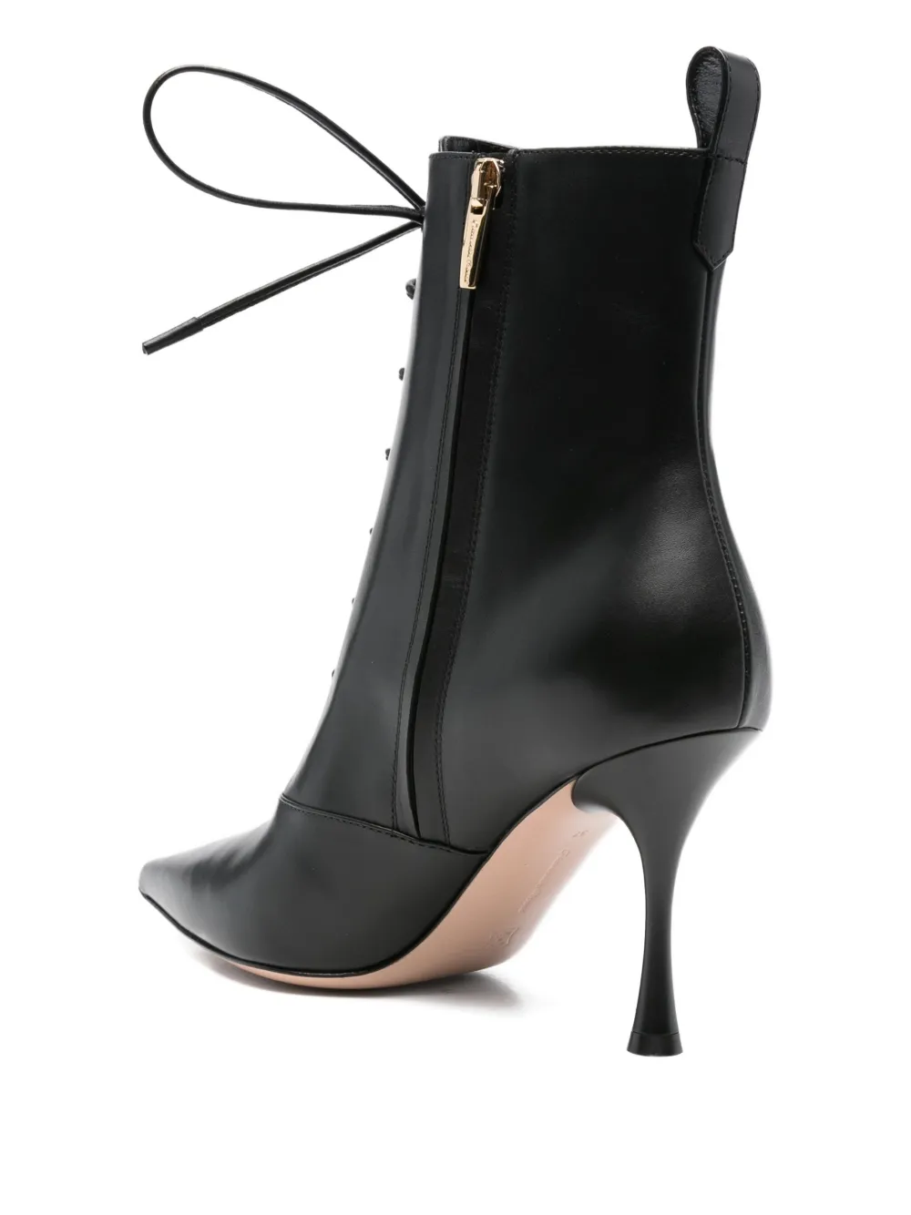 Gianvito Rossi 85mm lace-up pointed-toe boots Black