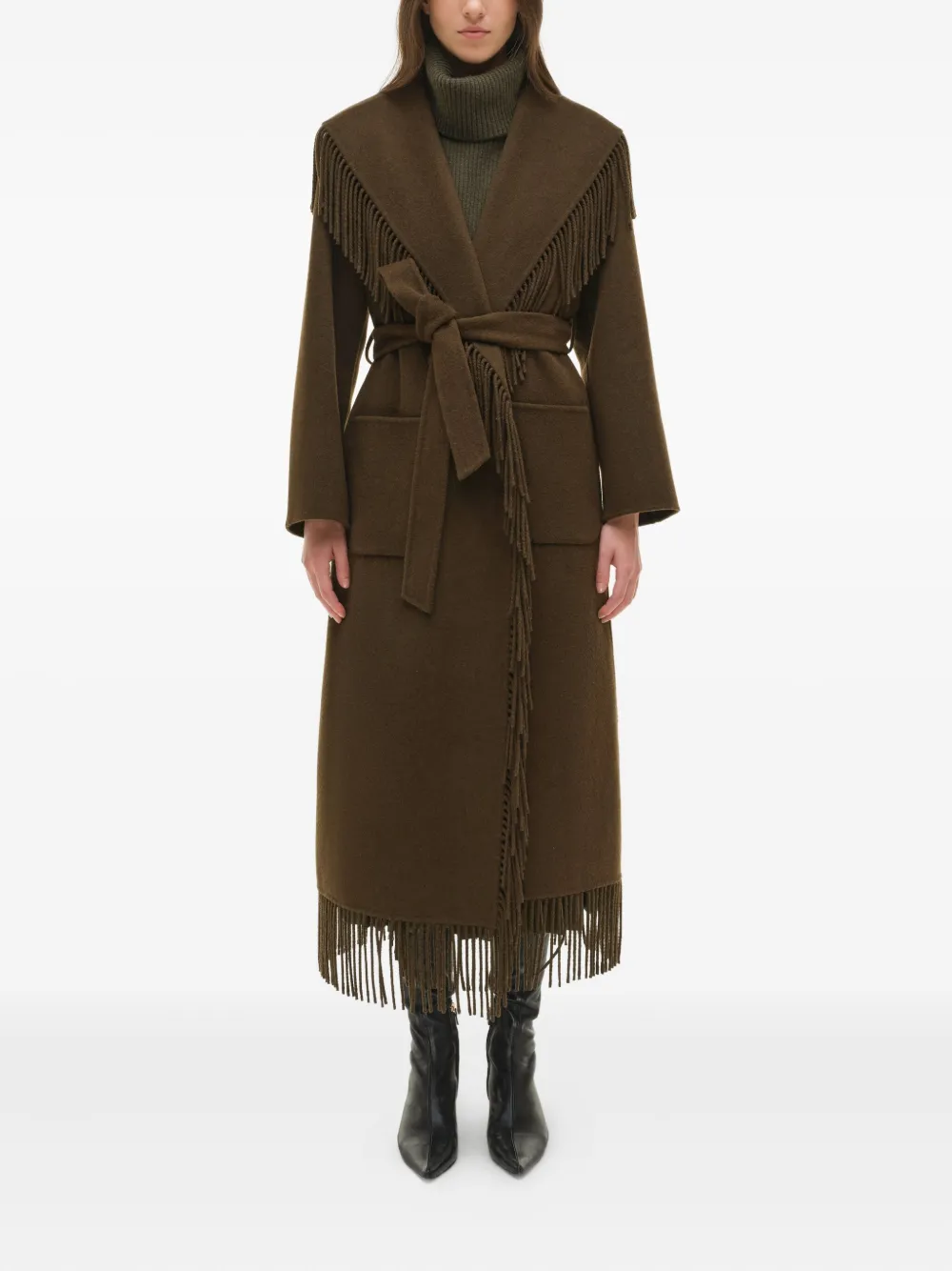 Simkhai fringe-trimmed belted coat | Single Breasted Coats | Image 2