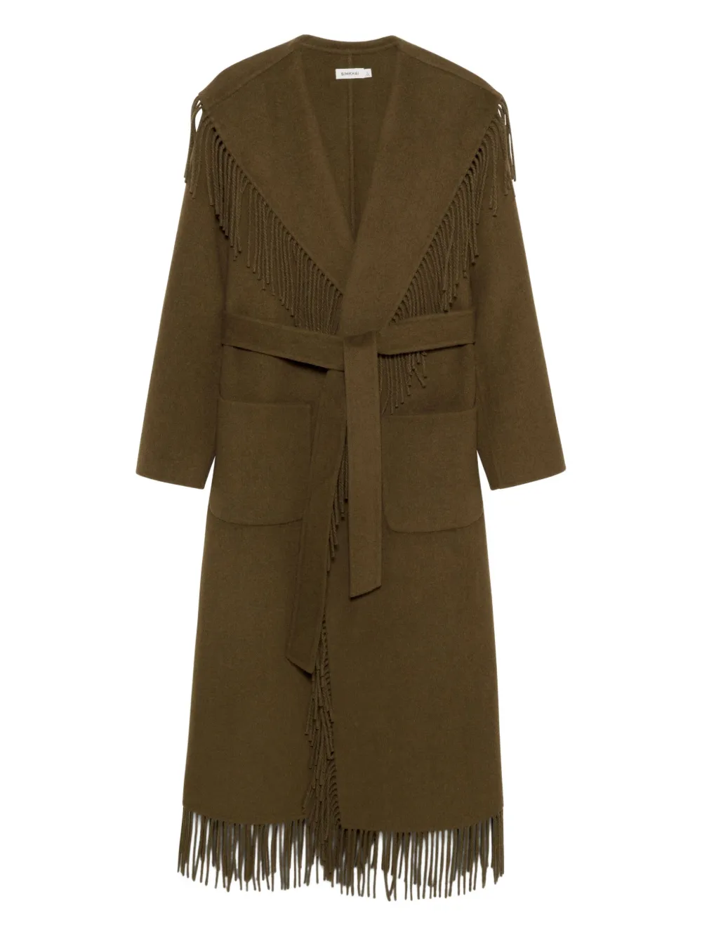 Simkhai fringe-trimmed belted coat | Brown | Image 1