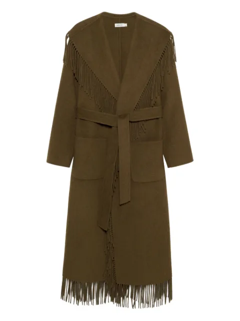 Simkhai fringe-trimmed belted coat