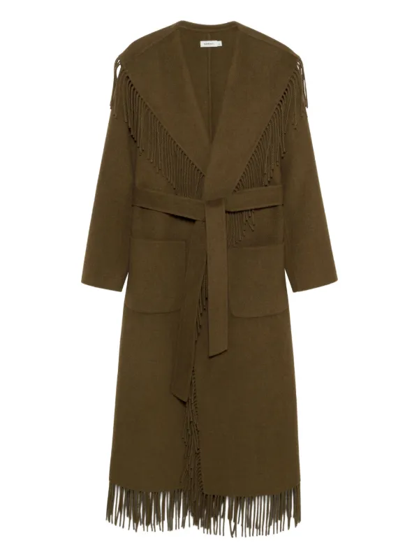 Simkhai Carrie Fringe-trimmed Belted Coat in Brown