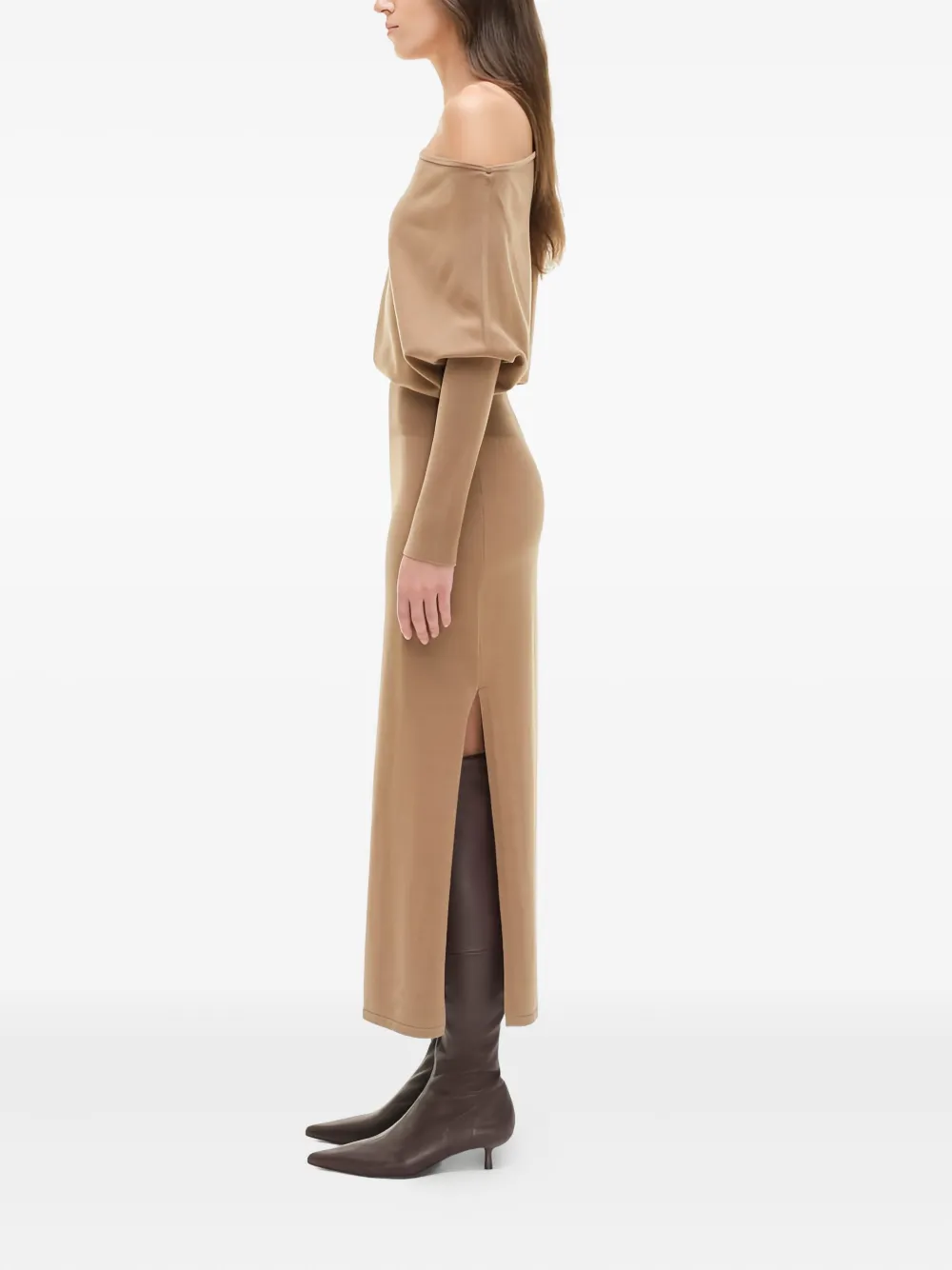 Simkhai Asymmetrische midi-jurk Bruin