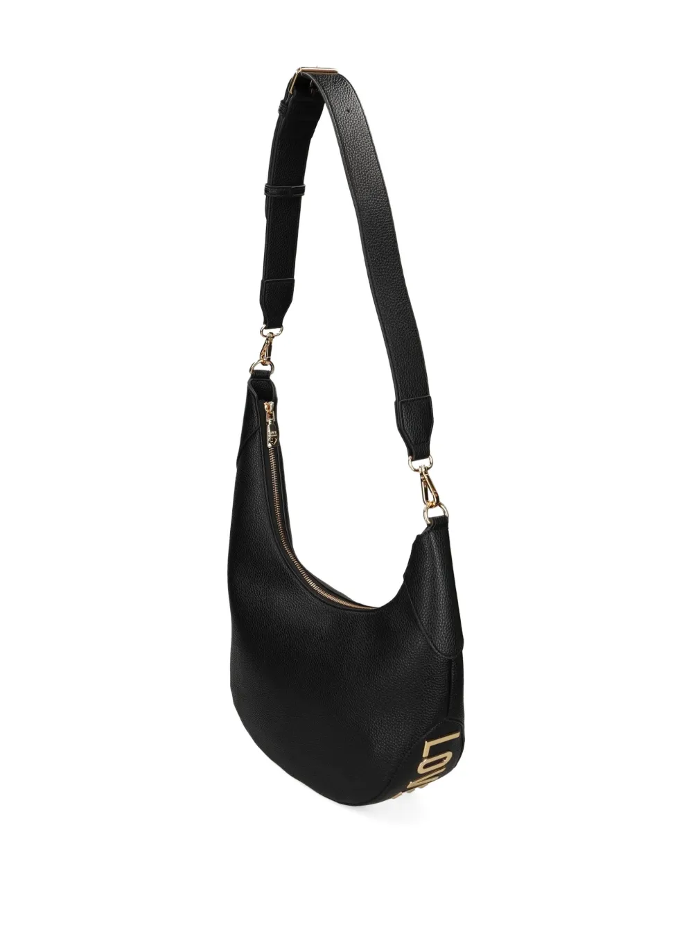 Love Moschino logo-plaque crescent shoulder bag Zwart