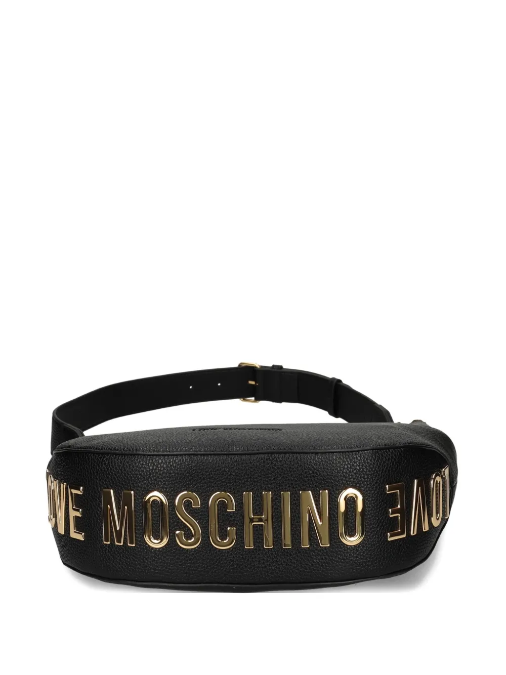 Love Moschino logo-plaque crescent shoulder bag Zwart
