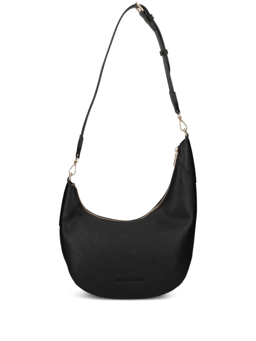 Love Moschino logo-plaque crescent shoulder bag Zwart