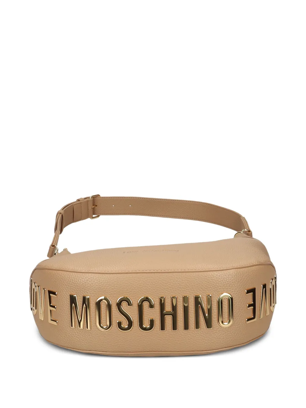 Love Moschino logo-plaque crescent shoulder bag Bruin
