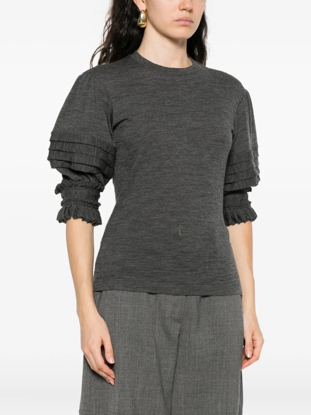 Jil Sander Top met ruches mouwen Grijs
