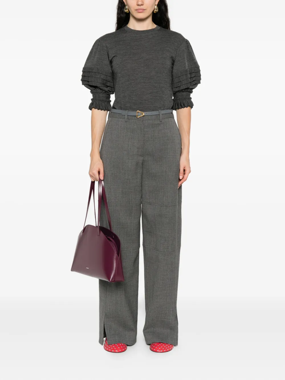 Jil Sander Top met ruches mouwen - Grijs