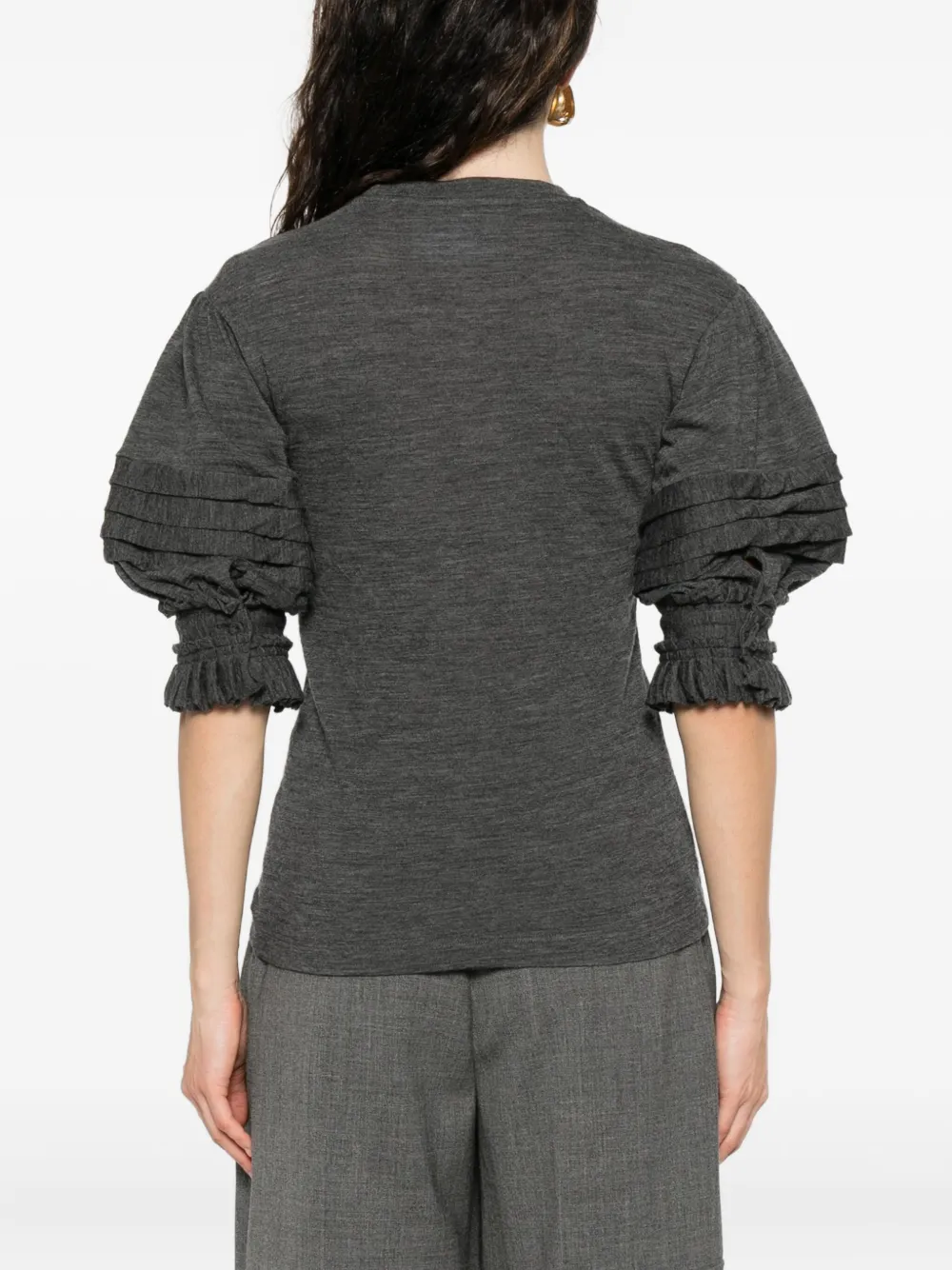 Jil Sander Top met ruches mouwen Grijs