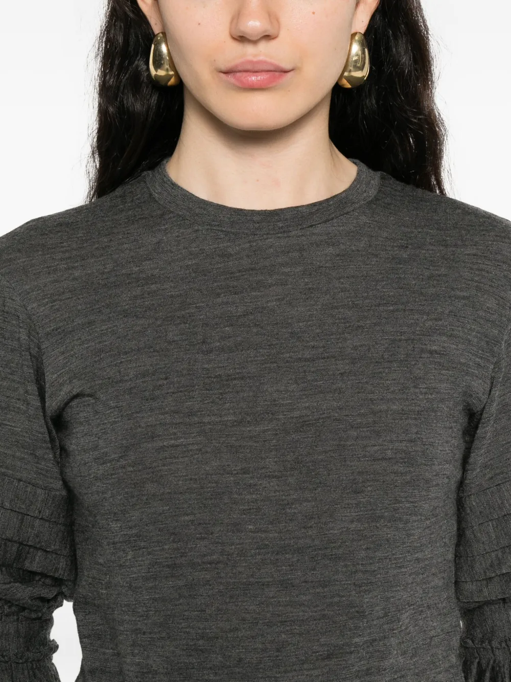 Jil Sander Top met ruches mouwen Grijs