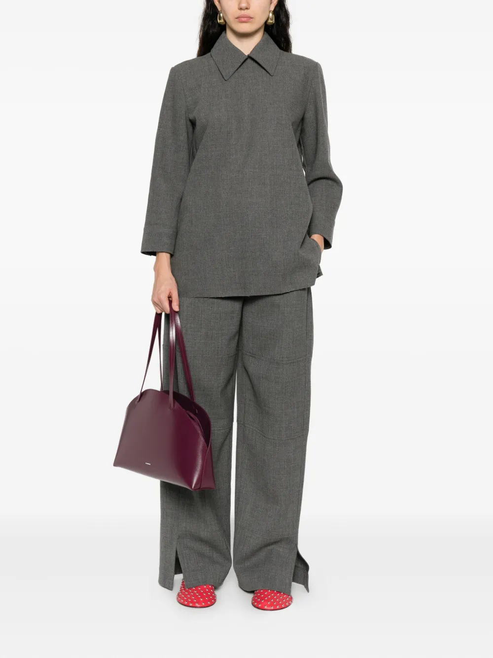 Jil Sander Top met cropped mouwen - Grijs