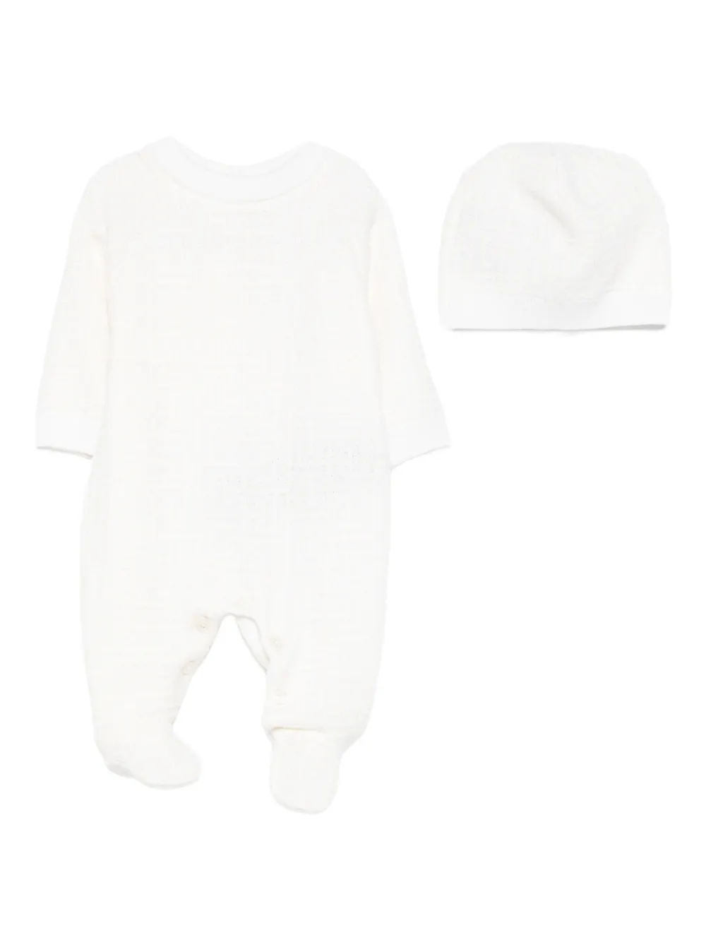 Balmain Kids textured wool babygrow hat Wit