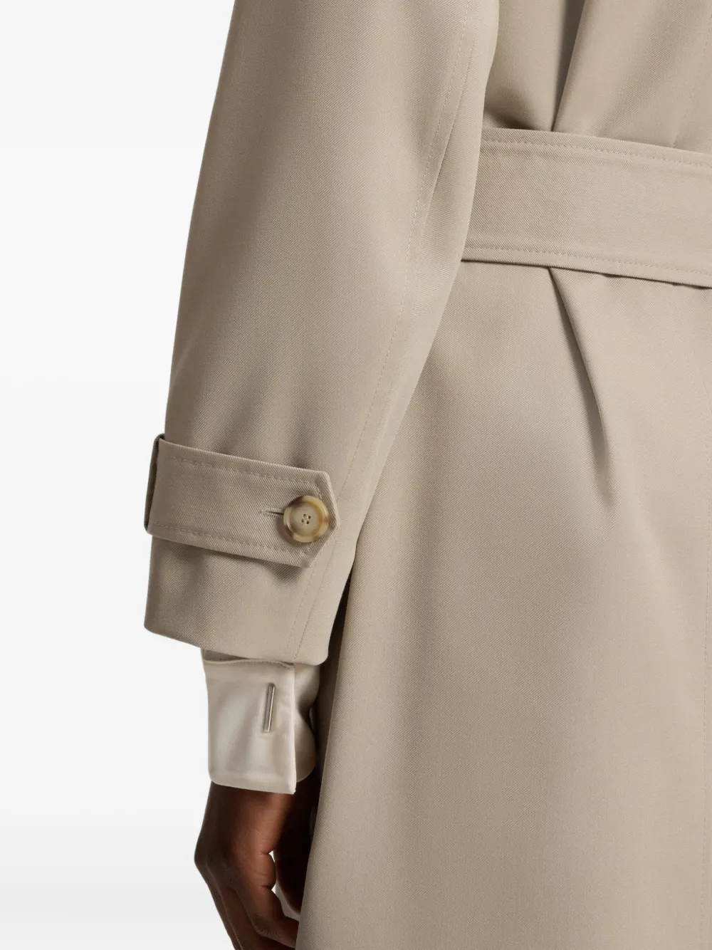 BOSS Wollen trenchcoat met ceintuur Beige