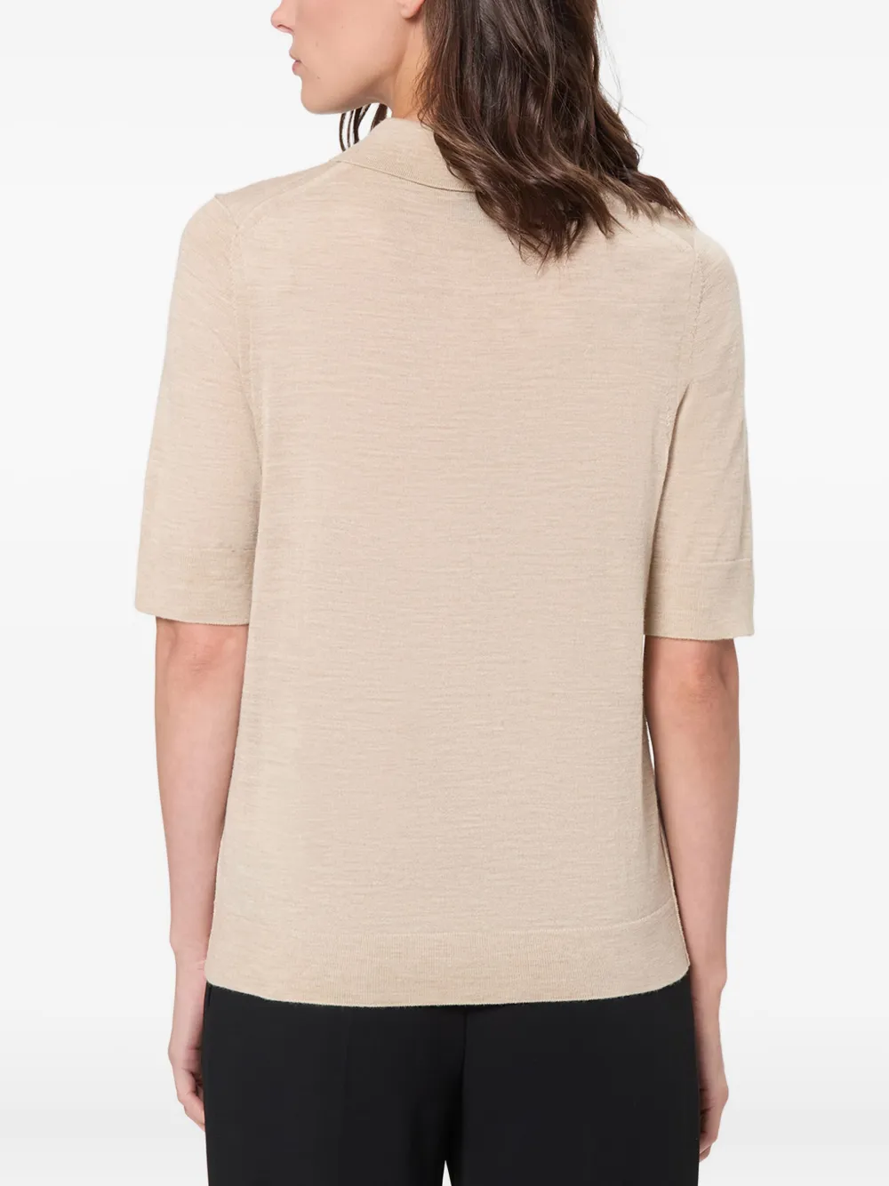 BOSS Trui met polokraag en korte mouwen Beige