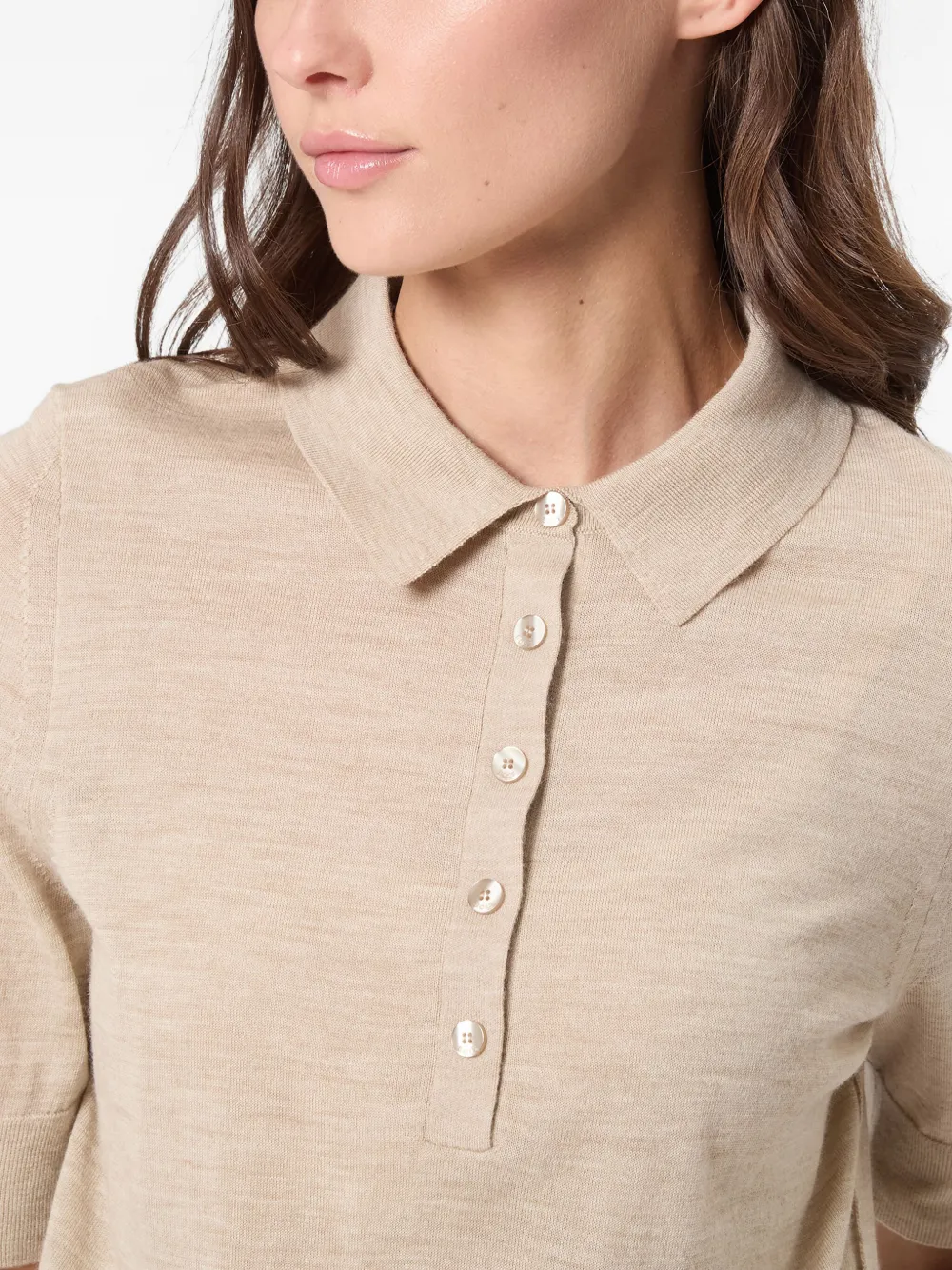 BOSS Trui met polokraag en korte mouwen Beige