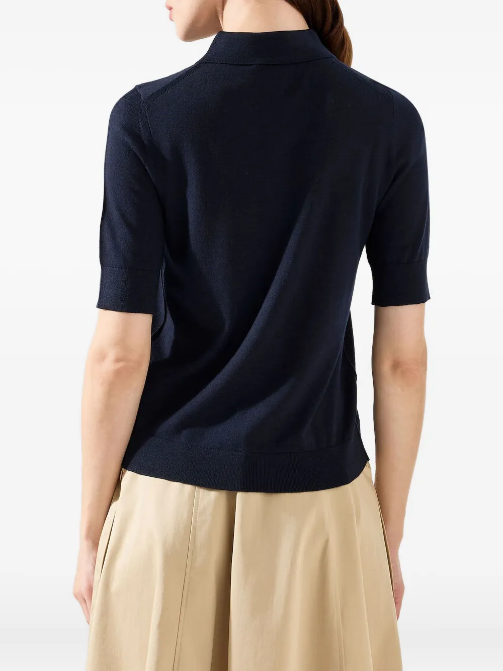 Hugo Boss Short-sleeved Wool Polo Sweater With Moisture Management In Blue