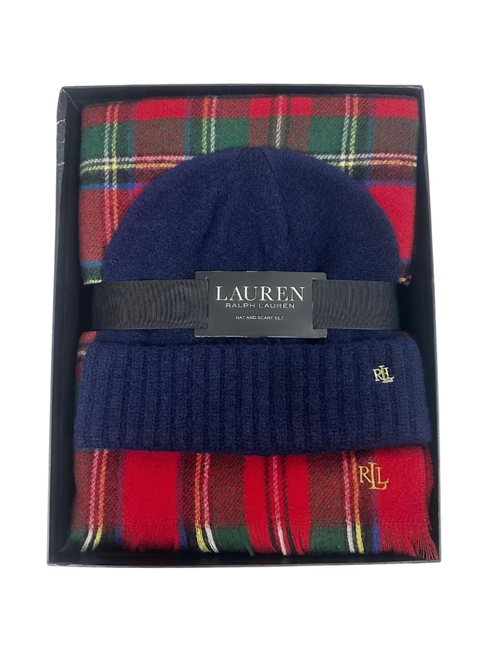 Polo Ralph Lauren Tartan Logo-detail Beanie Hat Scarf Set In Multi