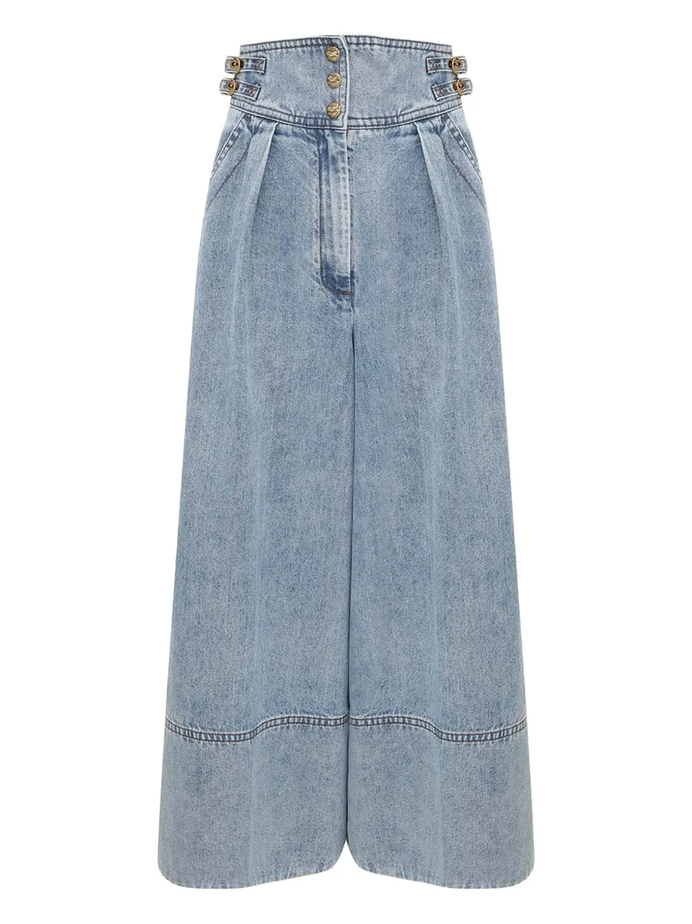 Zimmermann High-waist Denim Cullote In Blue