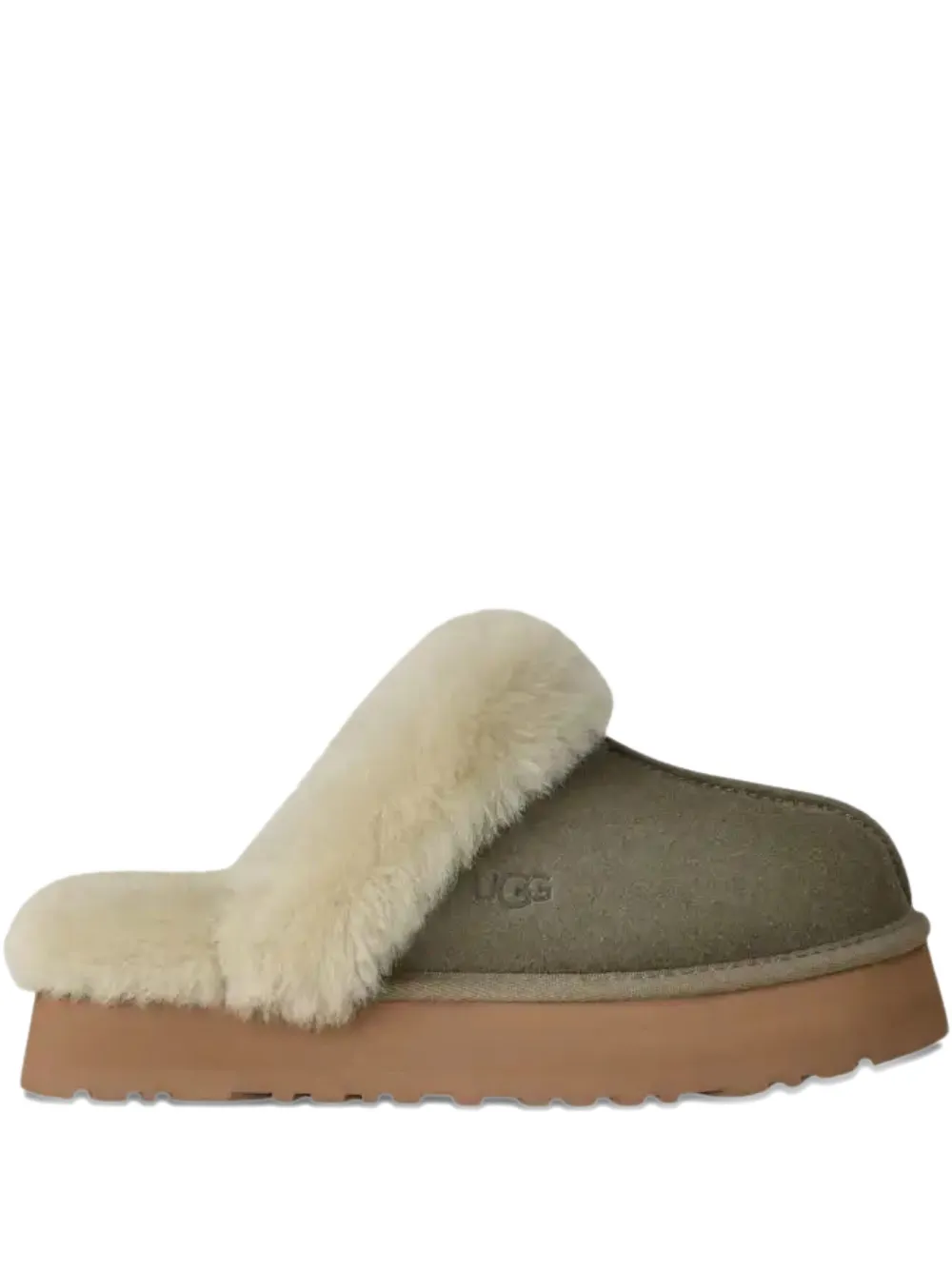 UGG sheepskin platform slippers Green