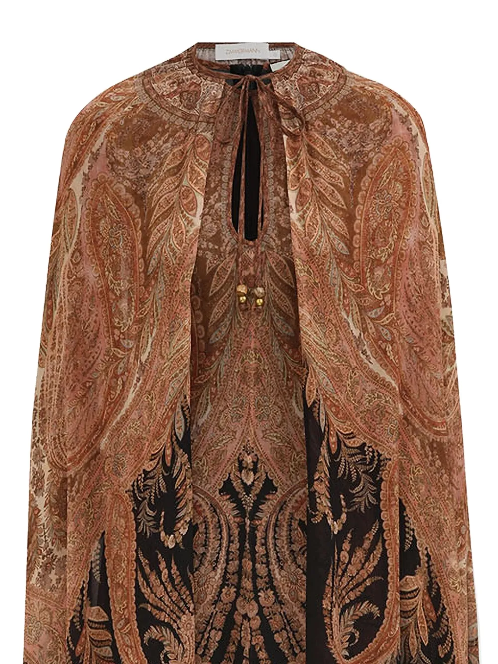 ZIMMERMANN Midi-jurk met paisley-print en cape - Bruin