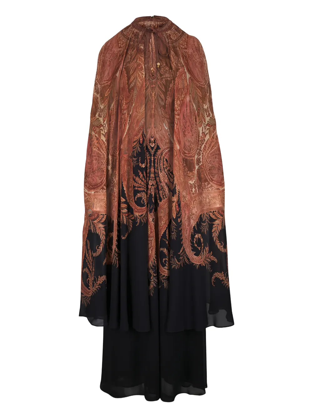 ZIMMERMANN paisley-print cape midi dress - Braun