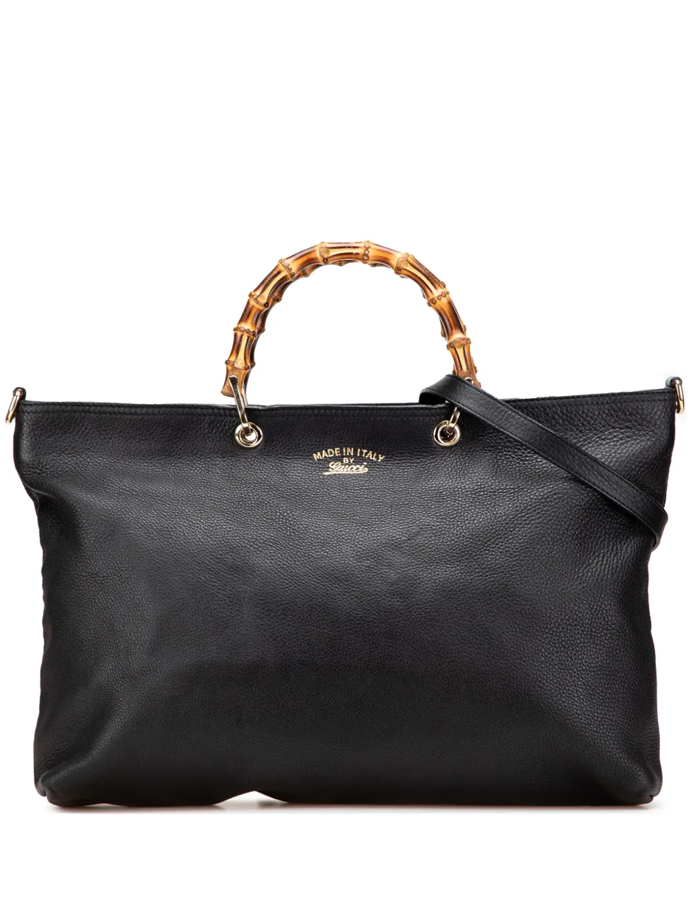 Gucci Pre-Owned 2000-2015 ラージ カーフスキン バンブー ショッパー サッチェルバッグ - ブラック Gucci Pre-Owned 2000-2015 ラージ カーフスキン バンブー ショッパー サッチェルバッグ - ブラック