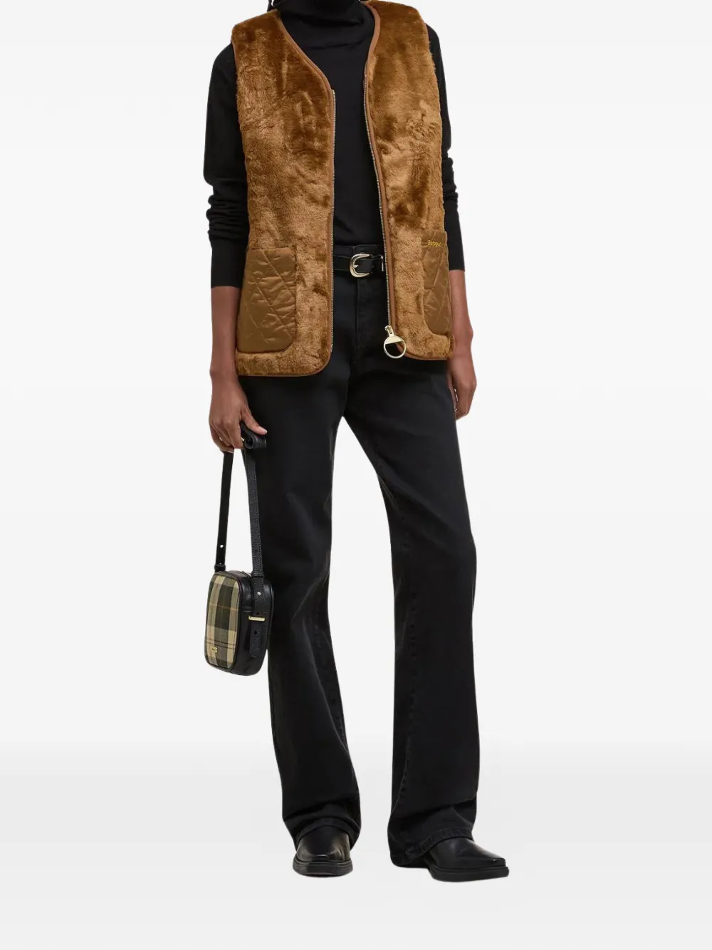 Barbour Bodywarmer van imitatiebont Bruin