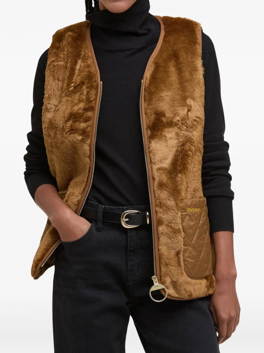 Barbour Bodywarmer van imitatiebont Bruin