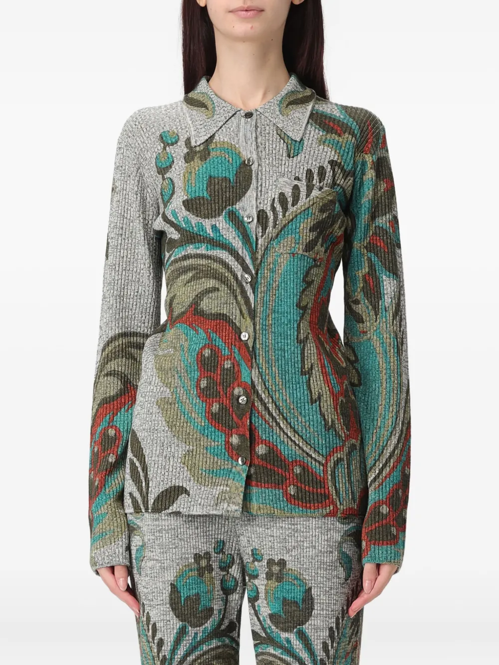 ETRO paisley ribbed shirt - Grey