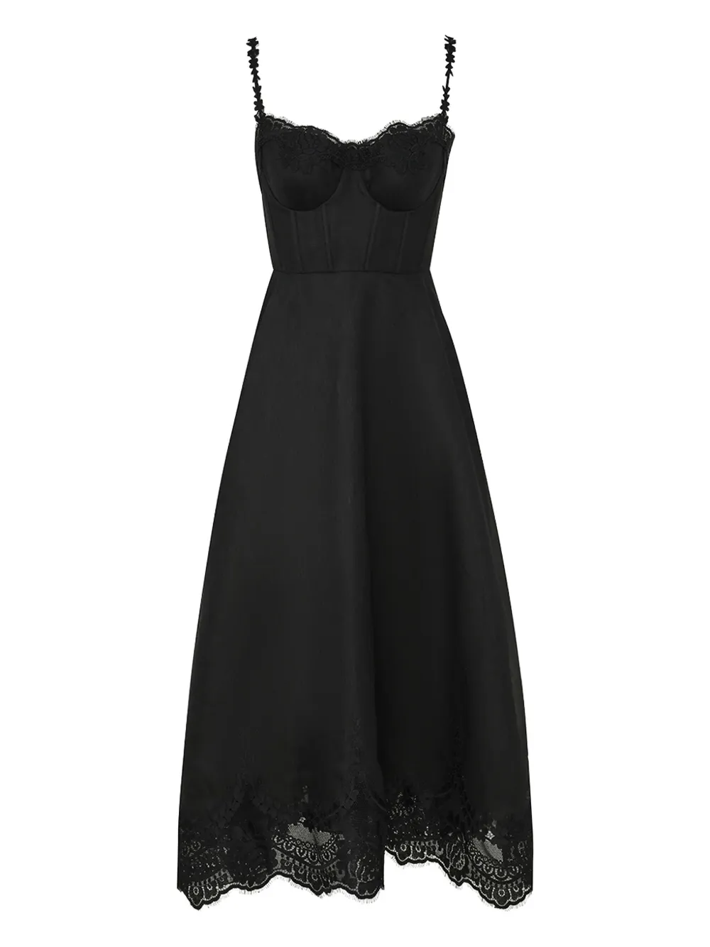 Zimmermann Hypnotic Lace Trim Corset Dress In Black