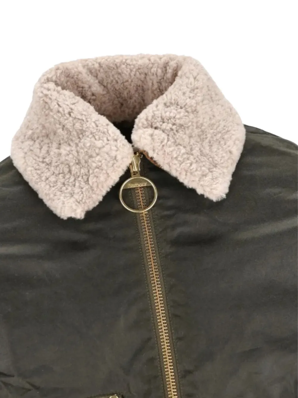 Barbour Jack met lammy kraag en zak Groen