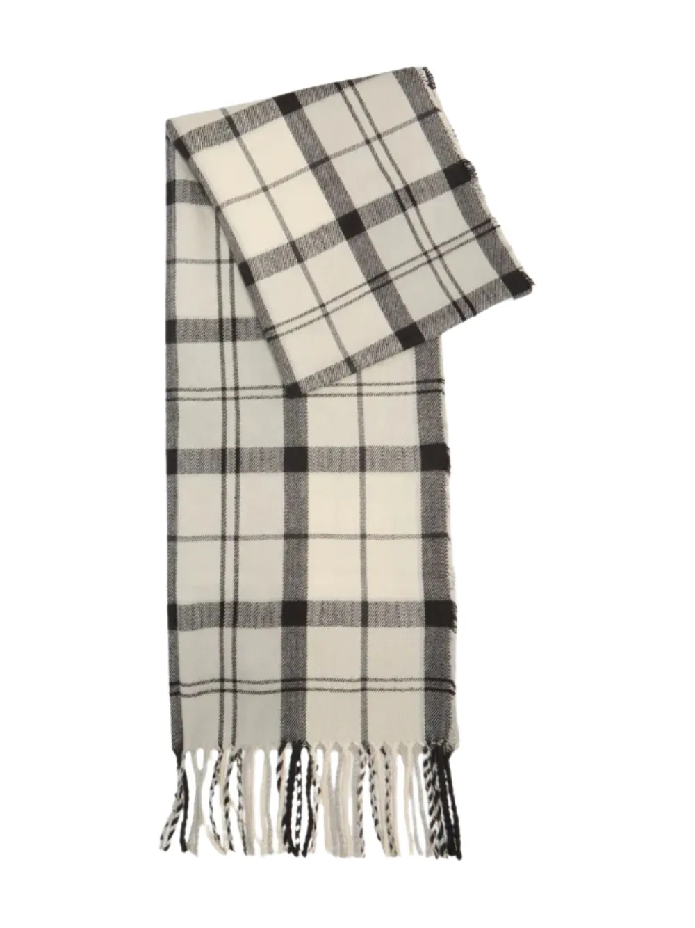 Barbour Checked Fringe-detail Scarf Set In Gray